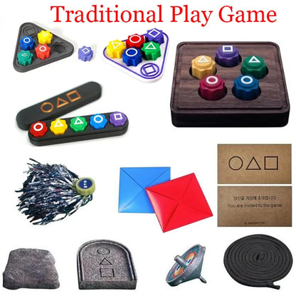 Korean Folk Game Sets Dice Party Game Props Square Circle Triangle Family Stone Catching Game Props Gonggi Jack Set For Kid